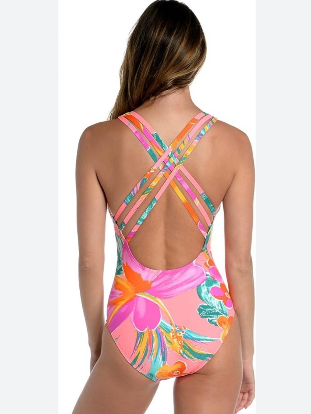 NWOT La Blanca Isla Del Sol Vibrant Multi-Strap One Piece Swim Bathing Suit 10 - Picture 2 of 16